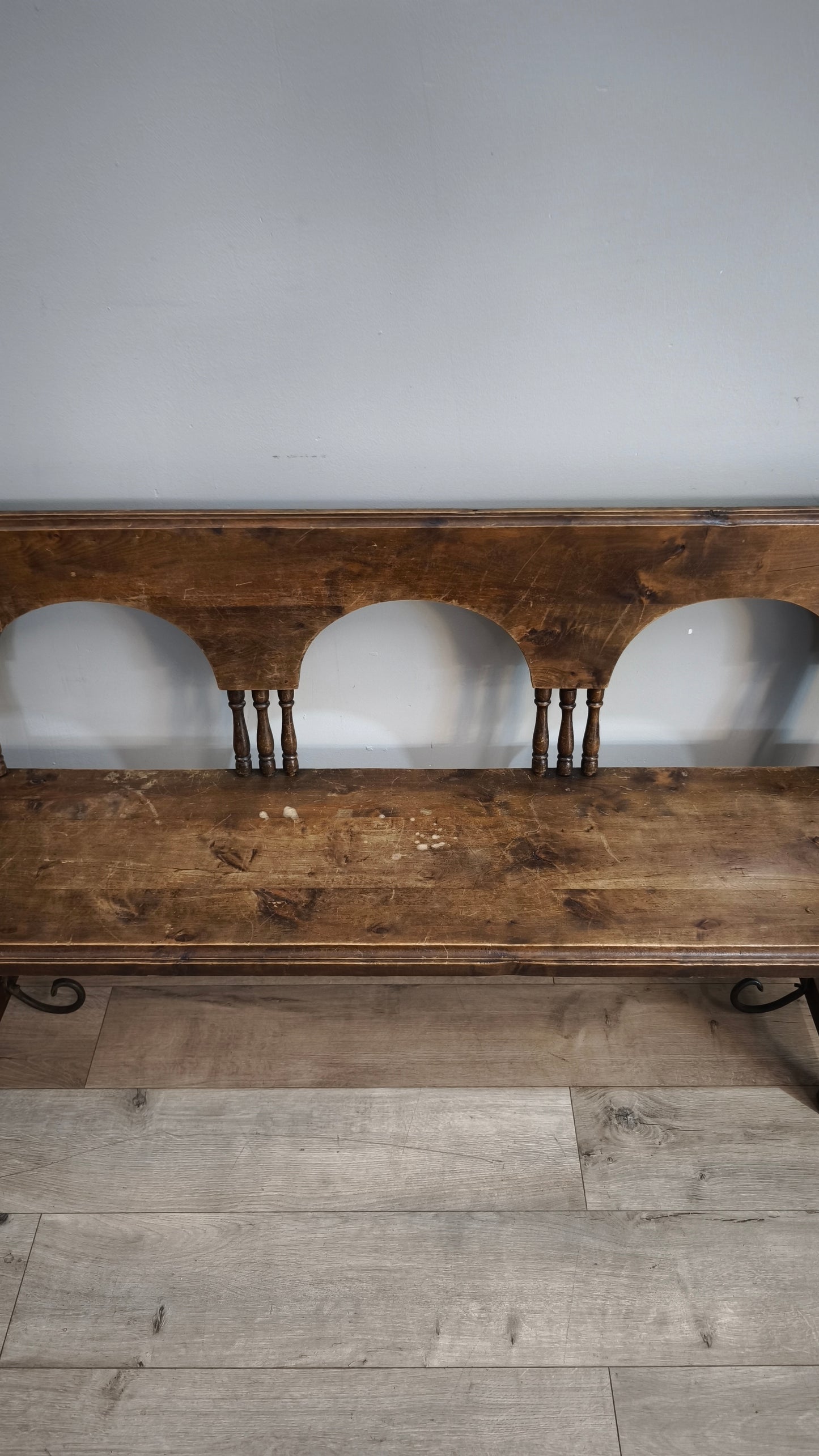 92200 Panca in legno massello con inserti in ferro