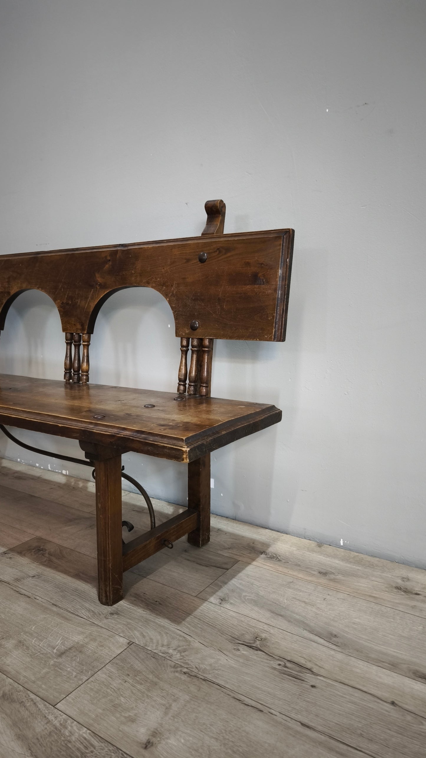 92200 Panca in legno massello con inserti in ferro