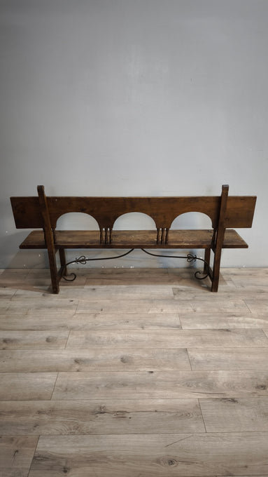 92200 Panca in legno massello con inserti in ferro