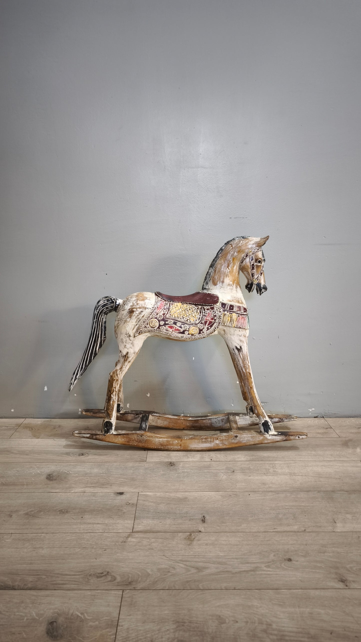 92259 Cavallino a dondolo in legno colorato