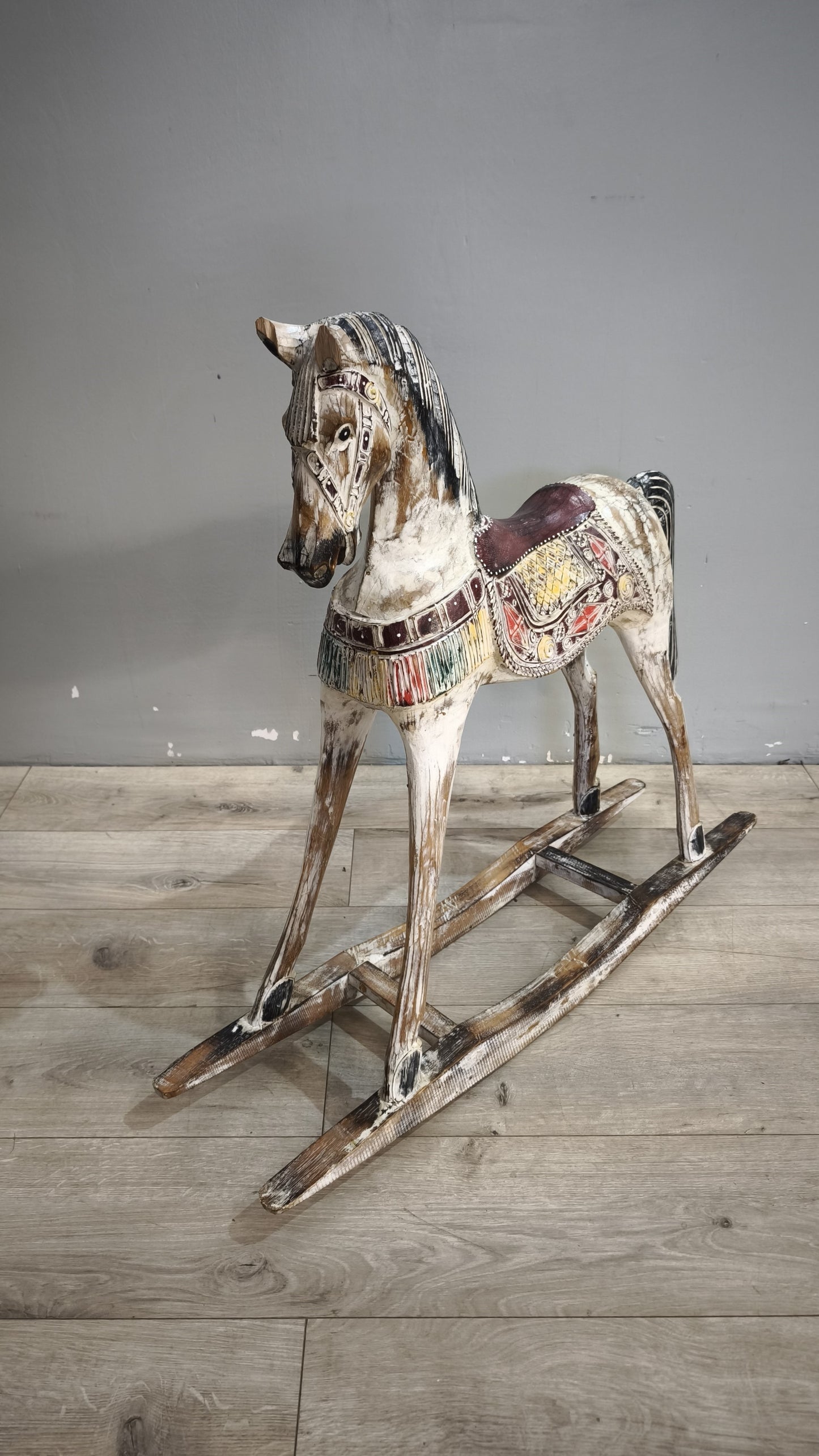 92259 Cavallino a dondolo in legno colorato