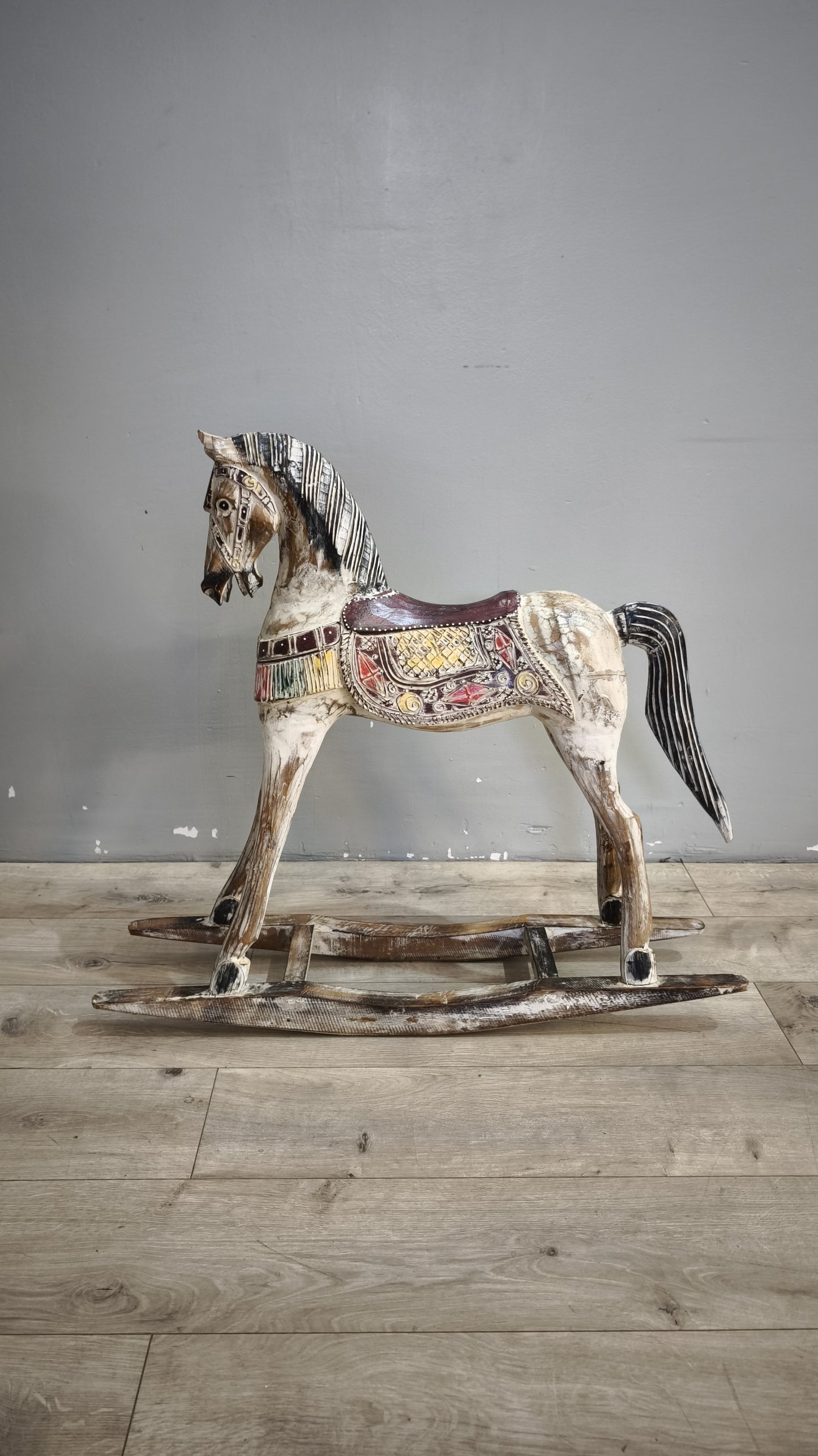 92259 Cavallino a dondolo in legno colorato