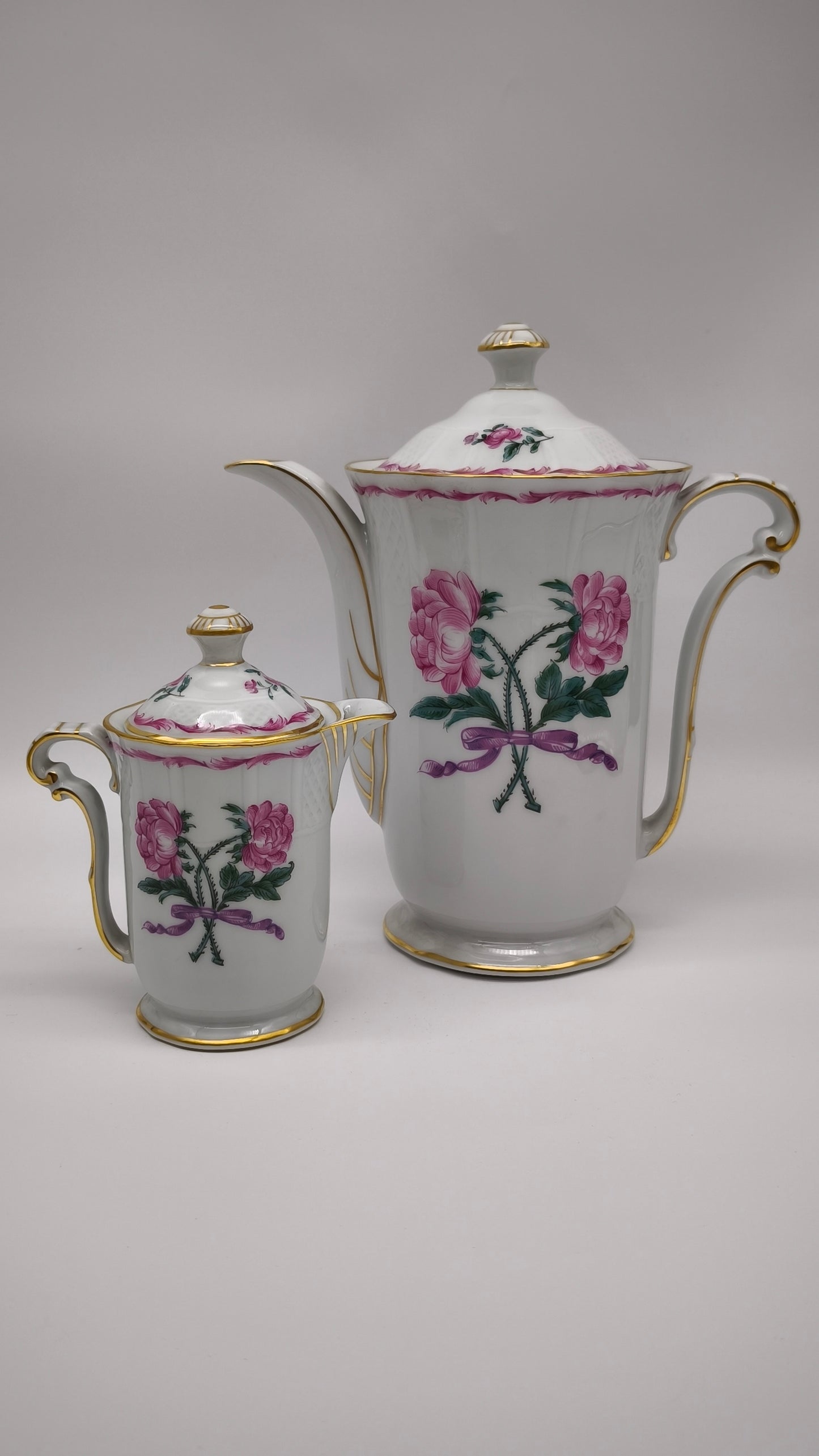 92314 Servizio da caffè per 8 persone Limoges L. Bernardaud 'Les deux roses'