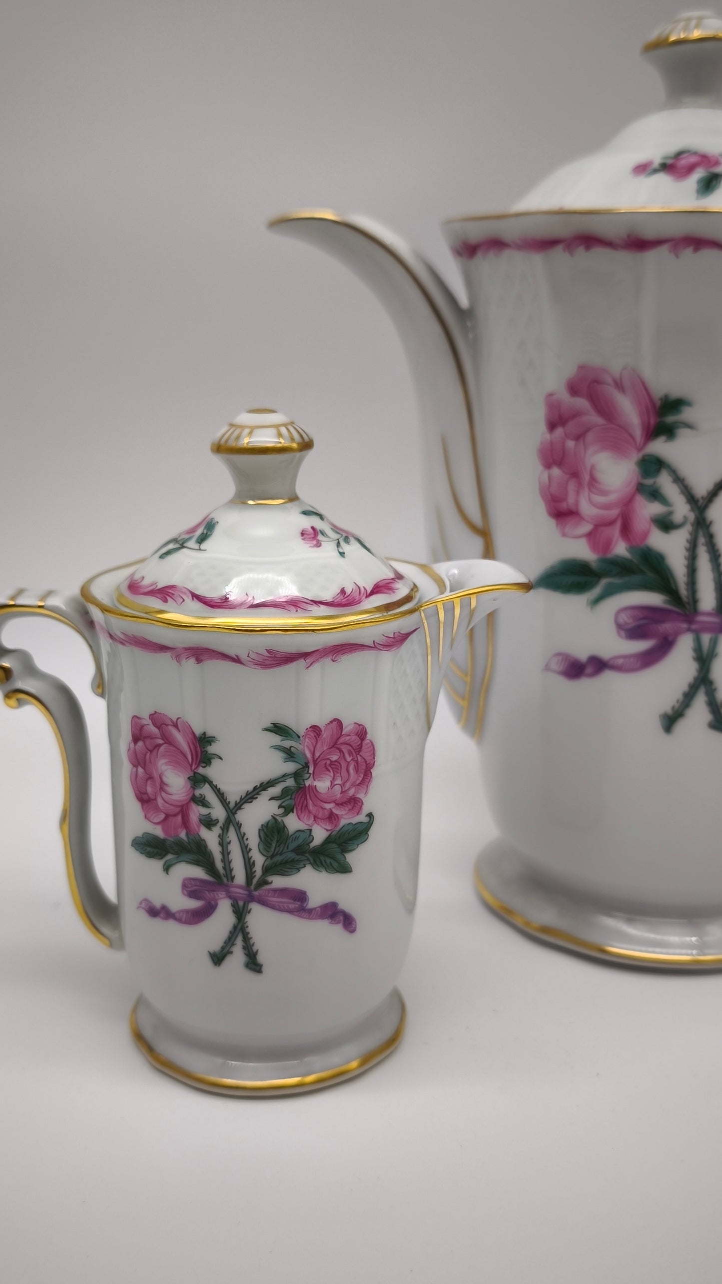 92314 Servizio da caffè per 8 persone Limoges L. Bernardaud 'Les deux roses'