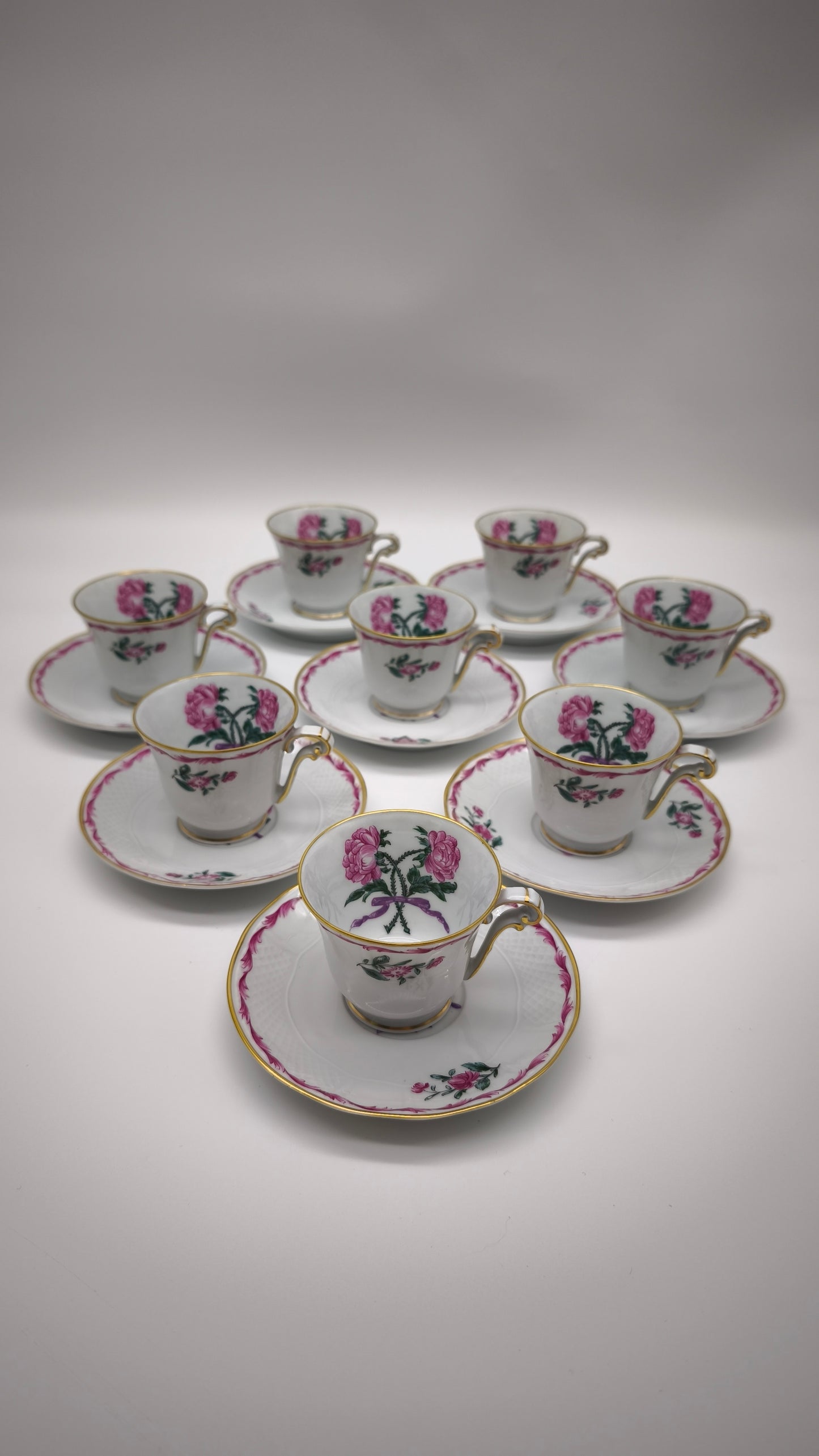 92314 Servizio da caffè per 8 persone Limoges L. Bernardaud 'Les deux roses'