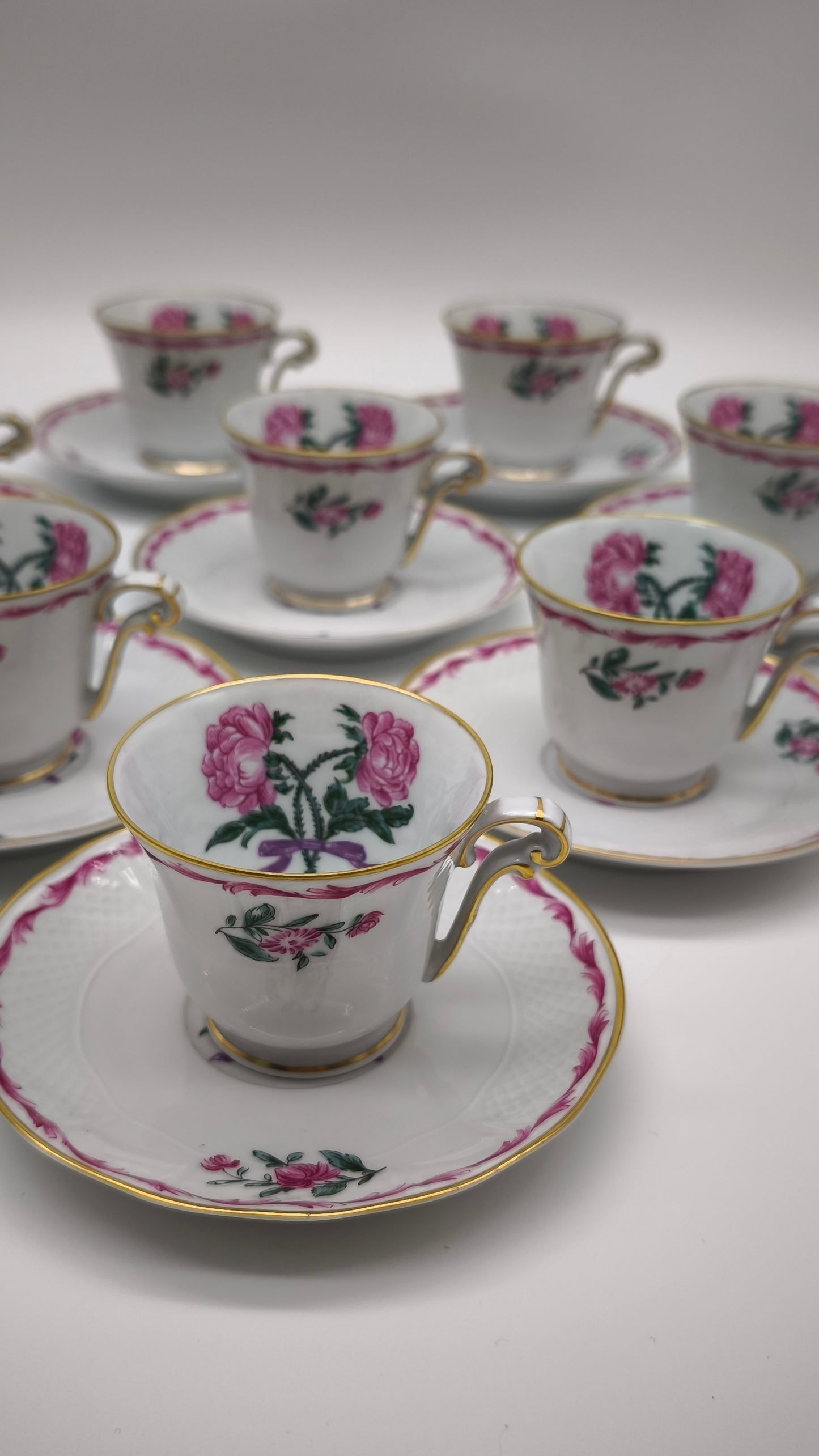 92314 Servizio da caffè per 8 persone Limoges L. Bernardaud 'Les deux roses'