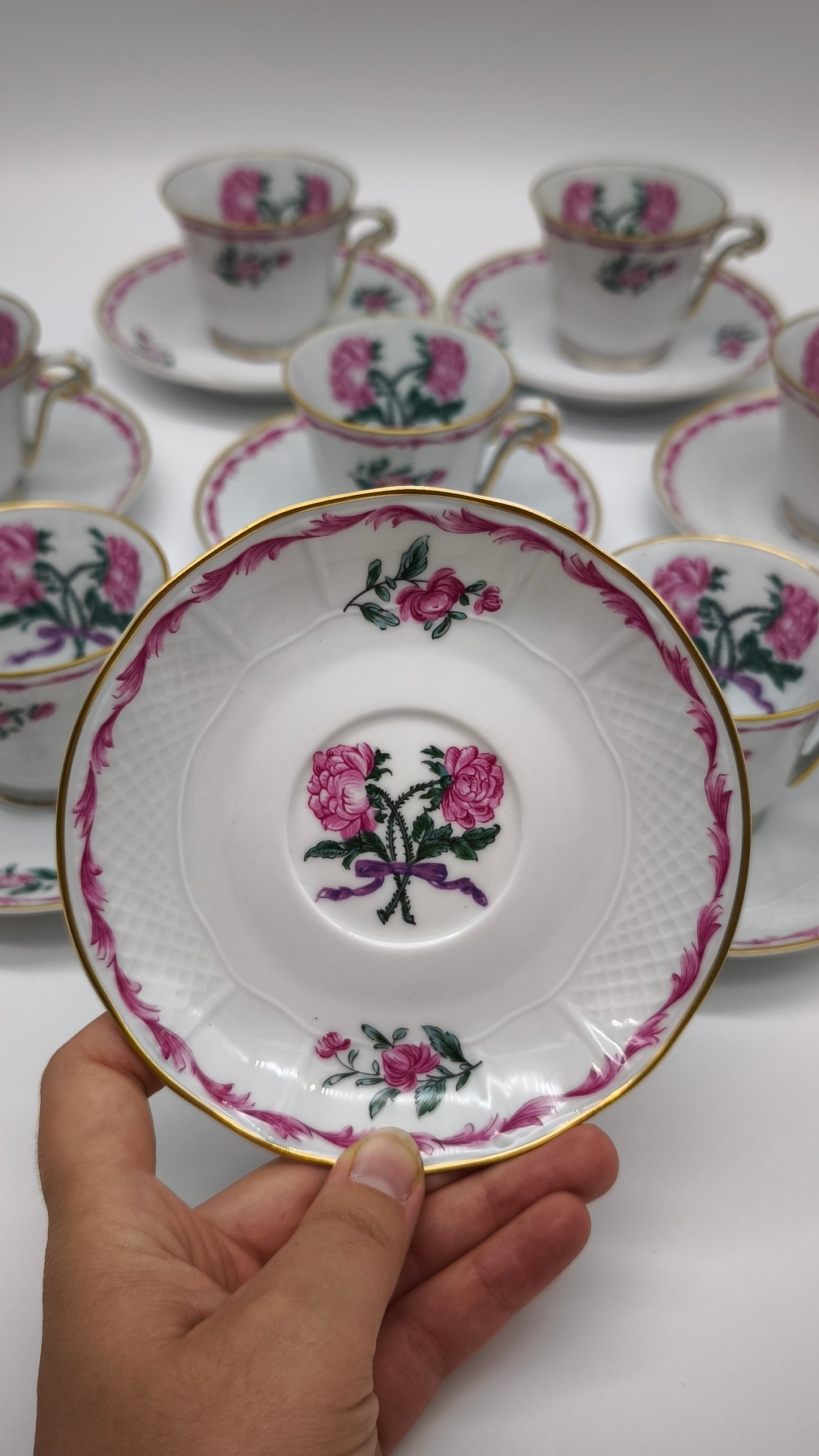 92314 Servizio da caffè per 8 persone Limoges L. Bernardaud 'Les deux roses'