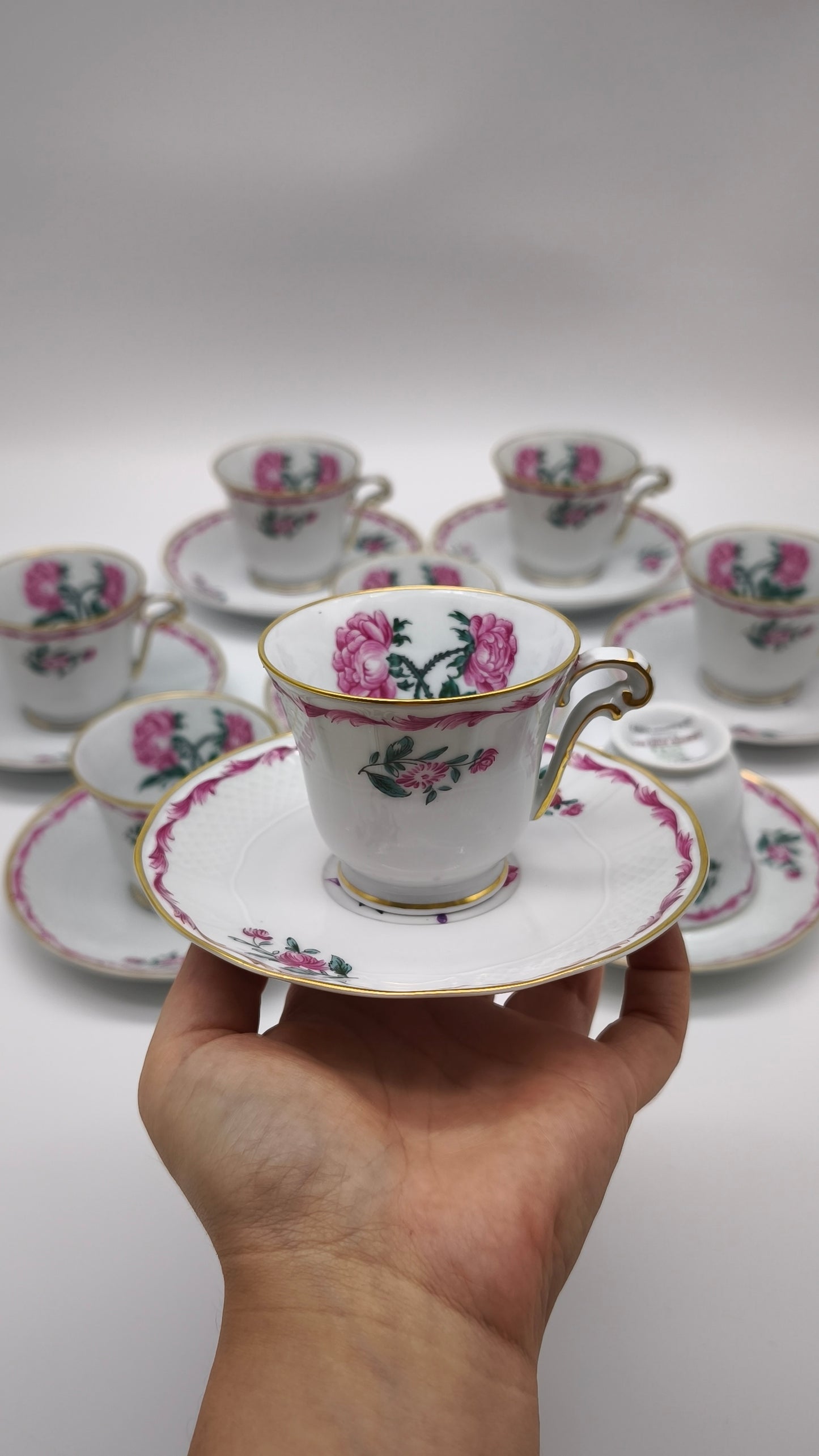 92314 Servizio da caffè per 8 persone Limoges L. Bernardaud 'Les deux roses'