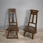 92370 Coppia di antiche sedie basse rustiche marchiate "Chen Kaizong" (Stile Wabi-Sabi)