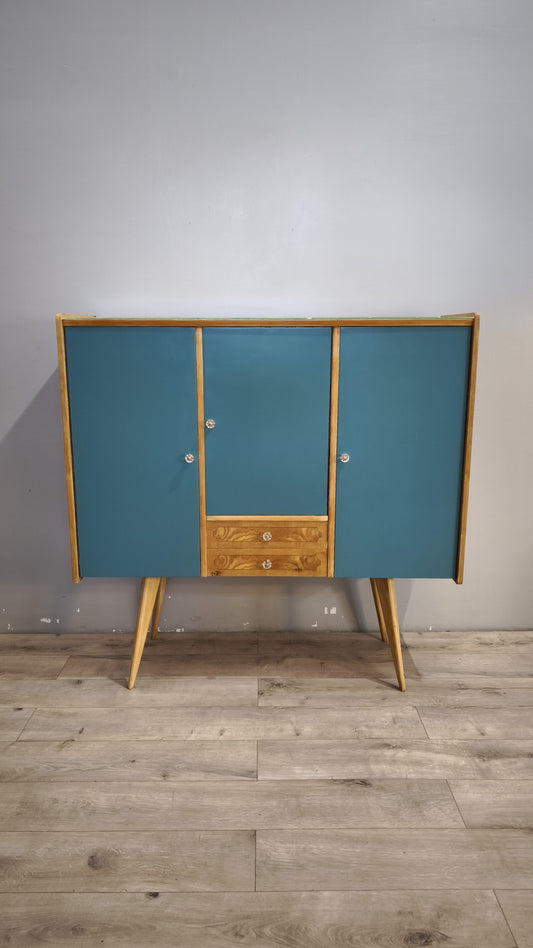 92381 Highboard in legno con sportelli dipinti e pomelli in vetro