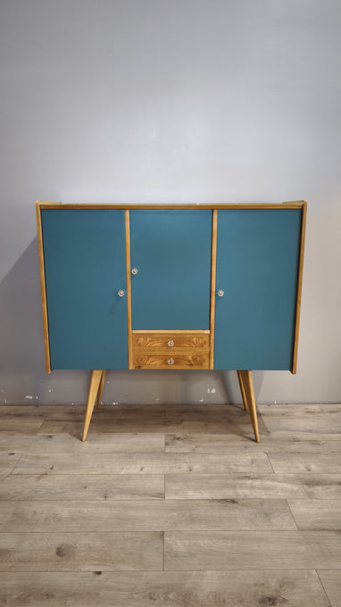 92381 Highboard in legno con sportelli dipinti e pomelli in vetro