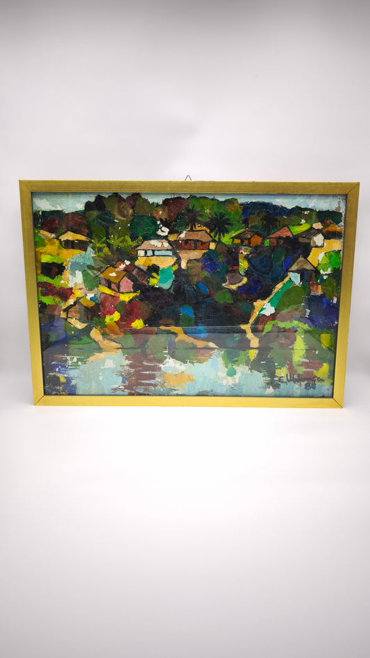 92318 Quadro Eugène Malonga 'Bordo del fiume'