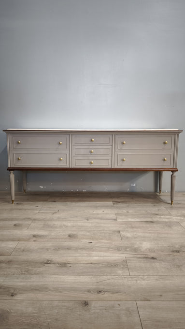 92378 Mobile comò in legno dipinto grigio con piano in marmo