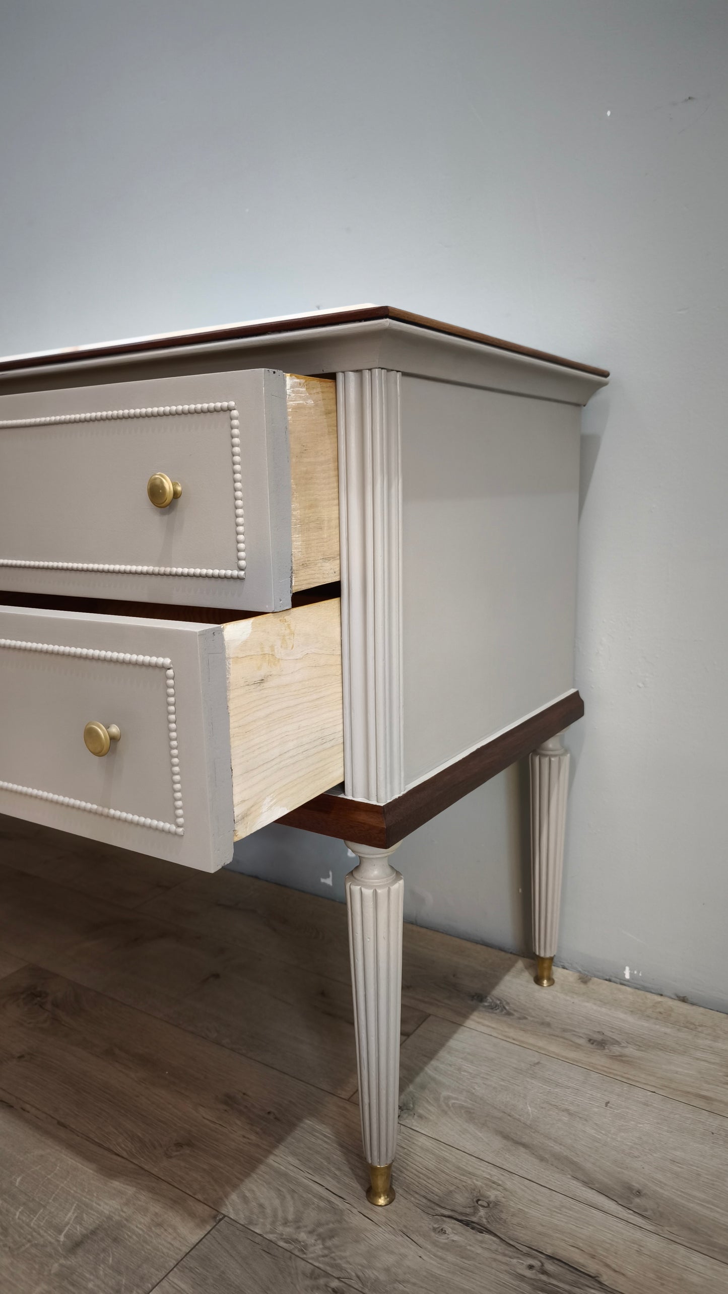 92378 Mobile comò in legno dipinto grigio con piano in marmo