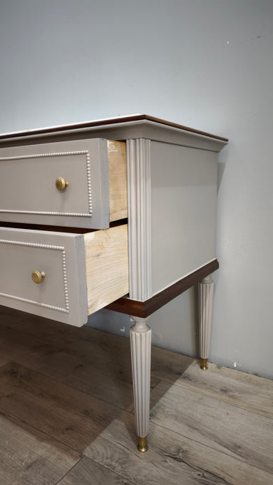 92378 Mobile comò in legno dipinto grigio con piano in marmo