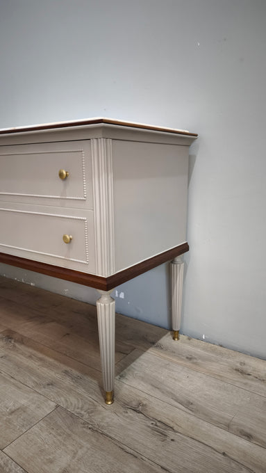 92378 Mobile comò in legno dipinto grigio con piano in marmo