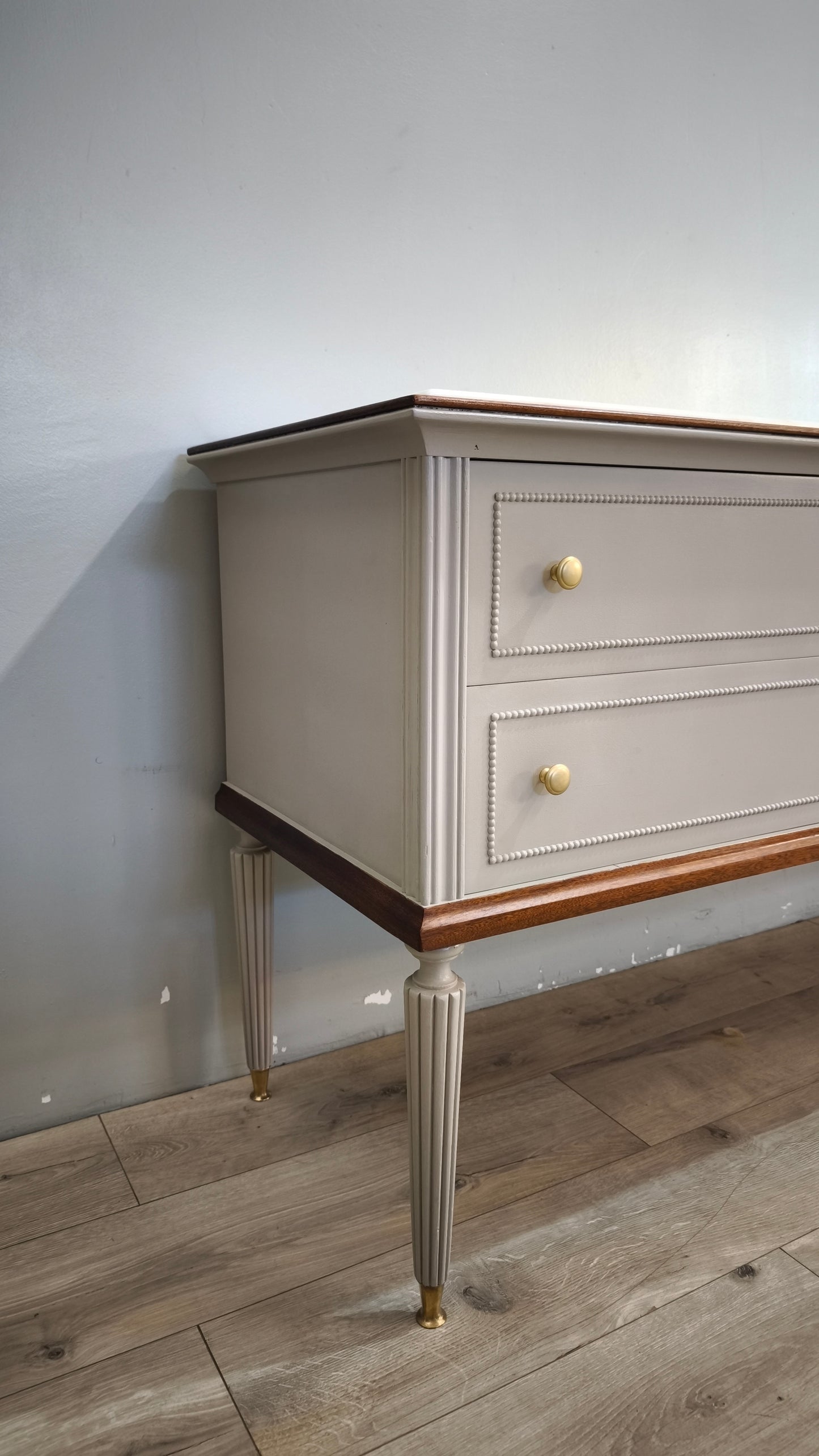 92378 Mobile comò in legno dipinto grigio con piano in marmo