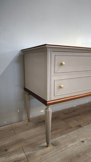 92378 Mobile comò in legno dipinto grigio con piano in marmo