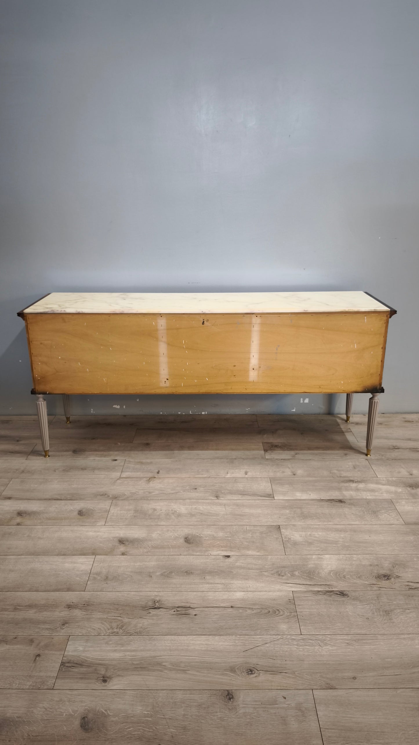 92378 Mobile comò in legno dipinto grigio con piano in marmo