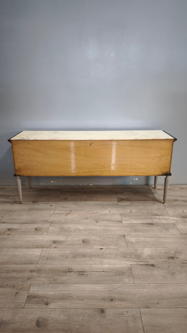 92378 Mobile comò in legno dipinto grigio con piano in marmo