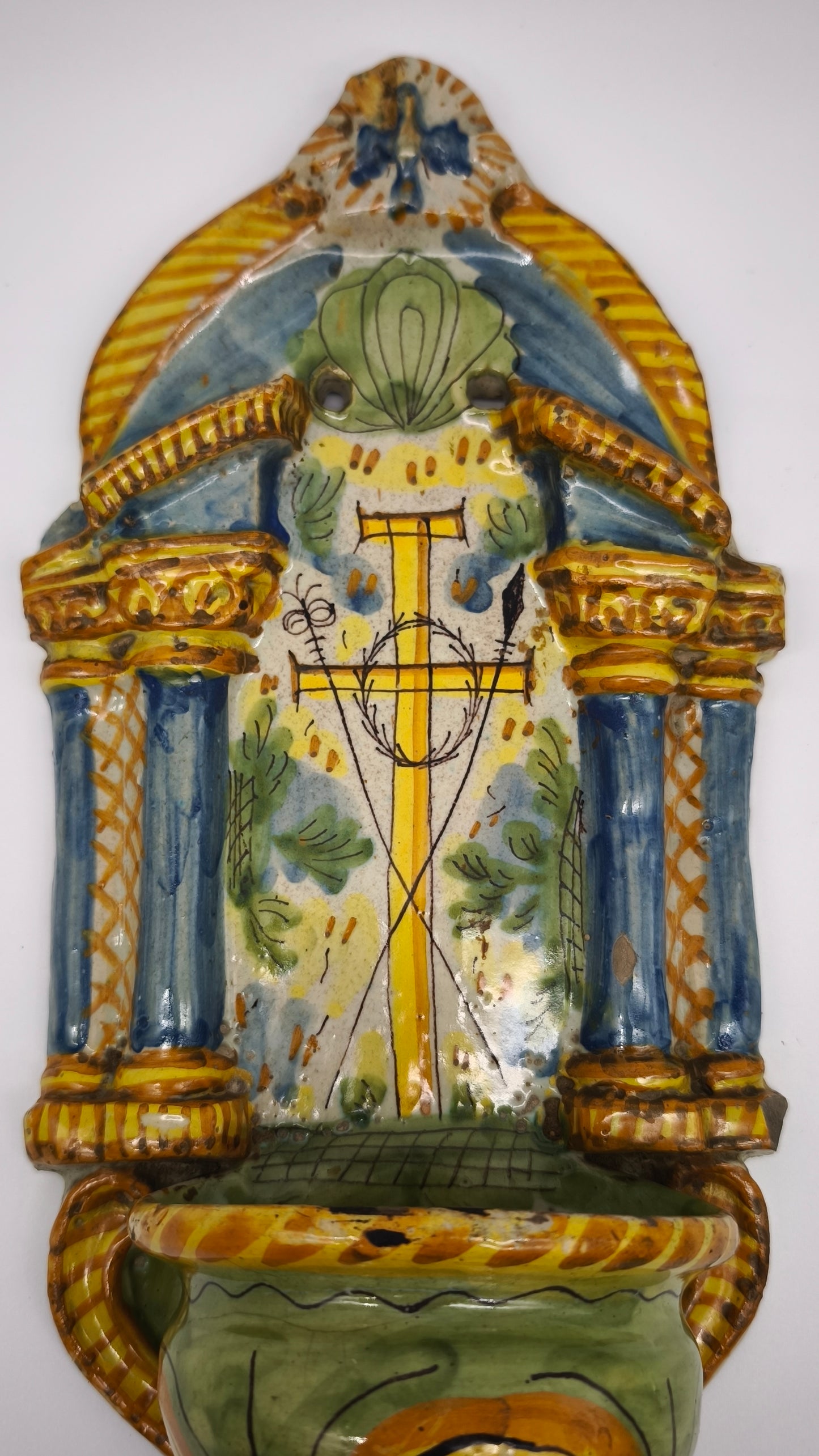 92393 Acquasantiera in ceramica dipinta