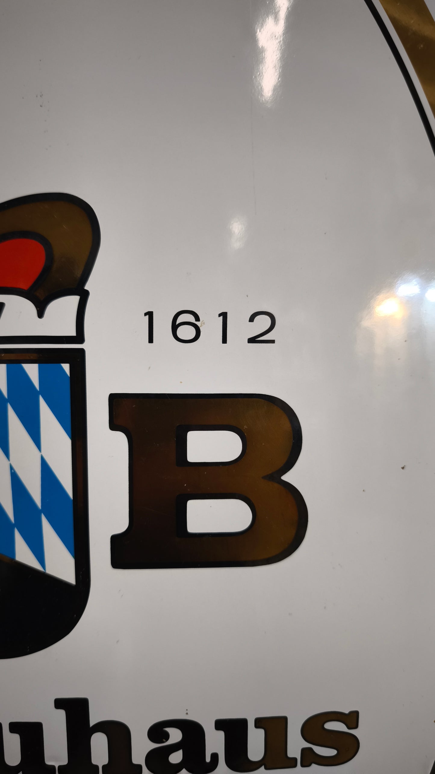 236 Insegna vintage HB Hofbrauhaus Traunstein in metallo smaltato