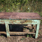 Bancone industriale vintage in legno con piano rivestito in ferro