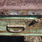 Bancone industriale vintage in legno con piano rivestito in ferro