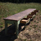Bancone industriale vintage in legno con piano rivestito in ferro