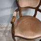 92587 Poltroncina in legno e tessuto rosa con braccioli