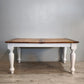 92593 Tavolo allungabile con base bianca e piano in legno