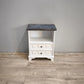 92592 Comodino in legno dipinto bianco con piano grigio