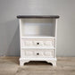 92592 Comodino in legno dipinto bianco con piano grigio