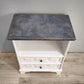 92592 Comodino in legno dipinto bianco con piano grigio