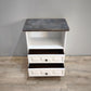 92592 Comodino in legno dipinto bianco con piano grigio