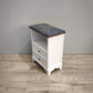 92592 Comodino in legno dipinto bianco con piano grigio
