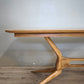 92594 Tavolo basso anni '50/'60 italiano in legno massello di faggio con piano in vetro verde salvia