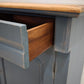 92591 Credenzina due sportelli dipinta azzurra con piano in legno