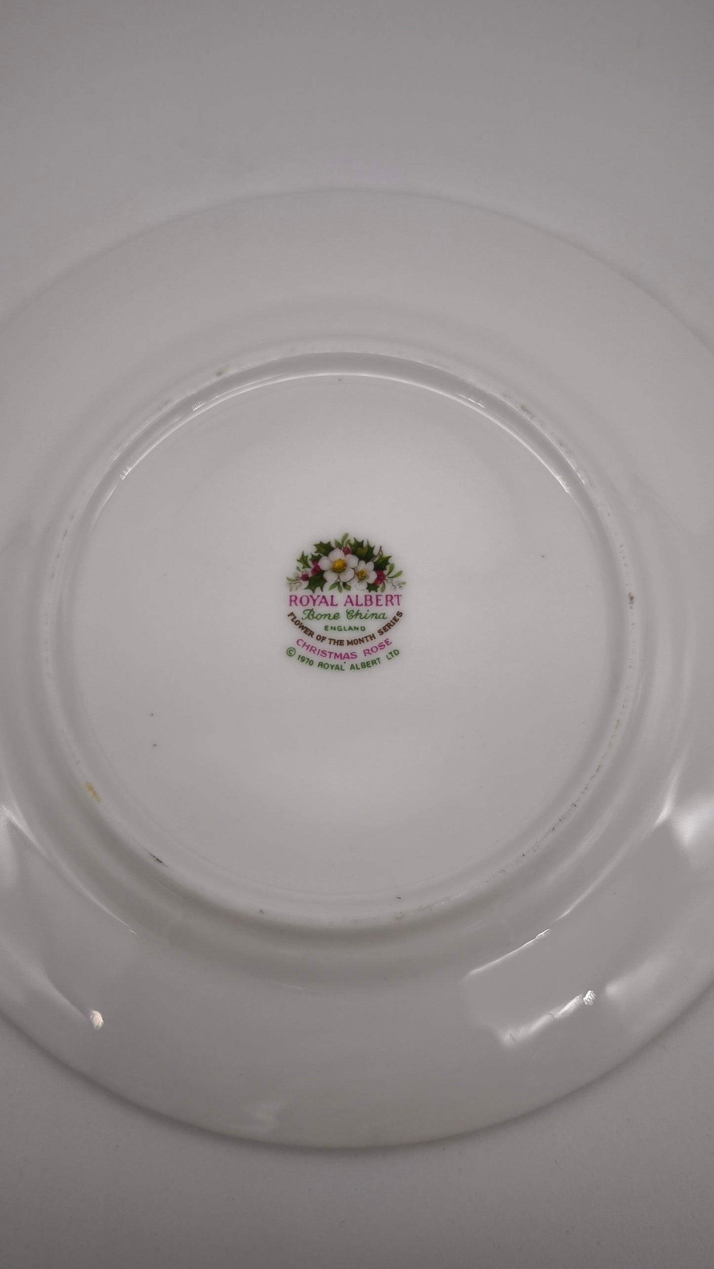 92582 Piatto da dessert in ceramica Royal Albert, Flower of the month series, Christmas rose, December