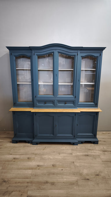 92759 Credenza due corpi in legno dipinta azzurra