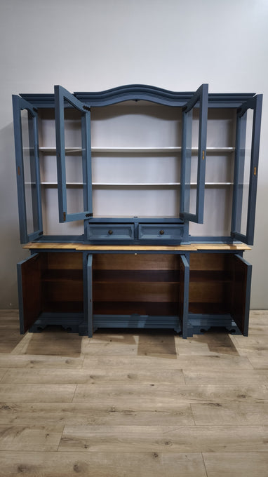 92759 Credenza due corpi in legno dipinta azzurra