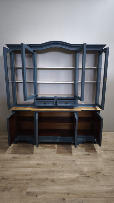 92759 Credenza due corpi in legno dipinta azzurra