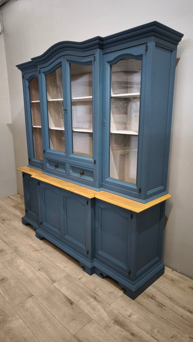 92759 Credenza due corpi in legno dipinta azzurra