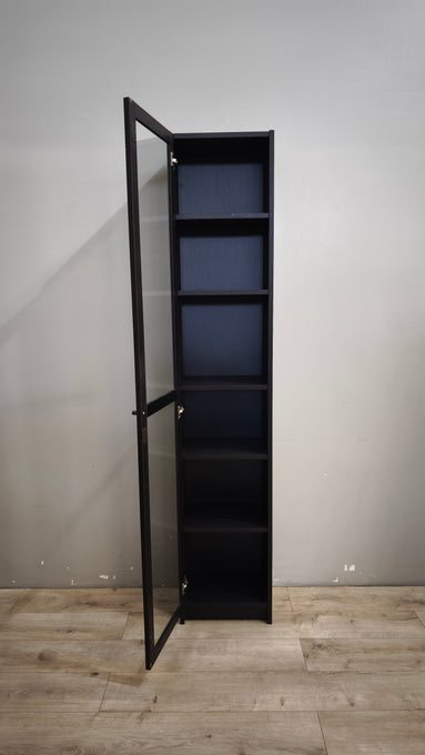 92765 Libreria Ikea Billy nera con sportello in vetro