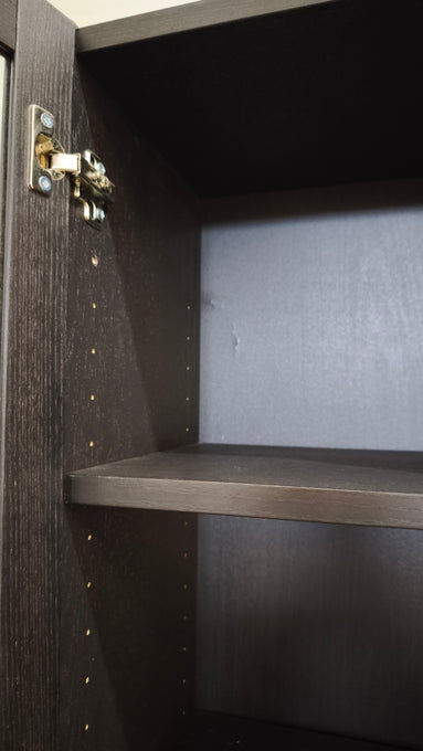 92765 Libreria Ikea Billy nera con sportello in vetro