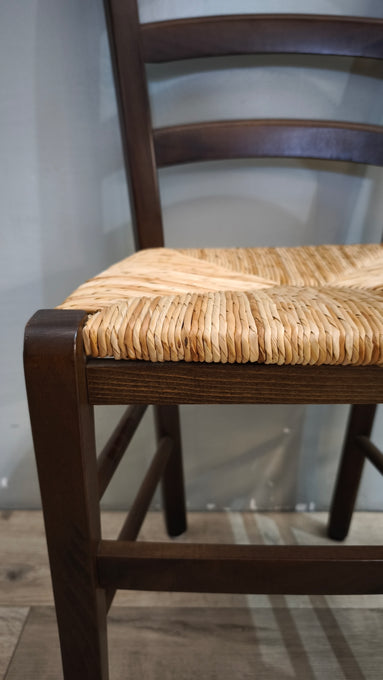 92841 Set n 6 sedie in legno con seduta in paglia