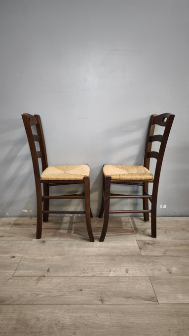 92840 Set n 4 sedie in legno con seduta in paglia