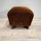 92853 Pouf in velluto marrone con piedini in legno