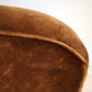 92853 Pouf in velluto marrone con piedini in legno