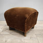 92853 Pouf in velluto marrone con piedini in legno